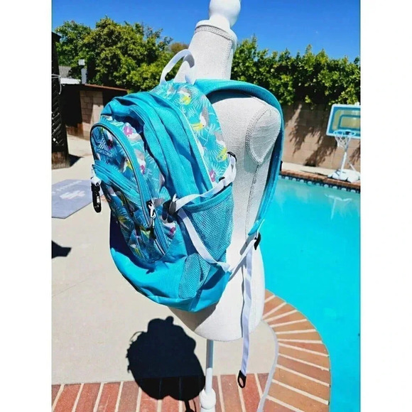 High Sierra Aqua Blue Fat Boy Toucan Tropical Over The Shoulder Logo Backpack - Picture 10 of 15